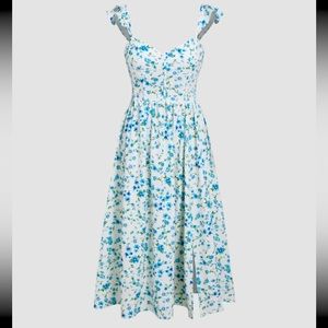 Floral Corset Split Midi Dress